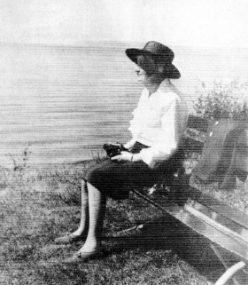 Martha Kraencke on her Bench